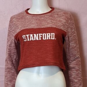 Nuyu Stanford University Red Keyhole Back Long Sleeve Crop Top size Medium